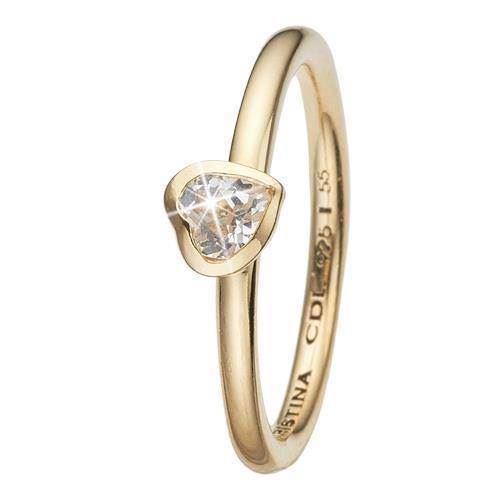Christina Forgyldt sølv Promise hjerte ring med hvid topaz, model 2.14.B-53 købes hos Guldsmykket.dk her